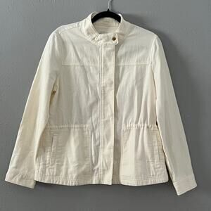 NWT J.Crew Utility Jacket Women’s M Ivory Cotton Snap Front Drawstring Waist